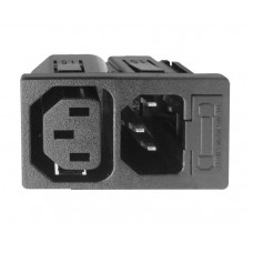 MX 1 Outlet AC Male + 1 Outlet AC Female Lock Type with Fuse For Computer Power Supply (MX-3197)