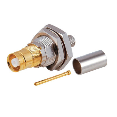 MX 1.6 / 5.6 Female Socket Crimping Type Connector Bulkhead with Teflon Gold Plated For RG-59U (MX-2453)