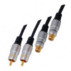MX 2 RCA Male Plug To MX 2 RCA Female Socket Cord Gold Plated (MX-2388)