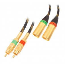 MX 2 RCA Plug To MX 2 x 3 Pin MIC Male Gold Plated Connector XLR Cord with Nylon Mesh 2 Meter (MX-3096)