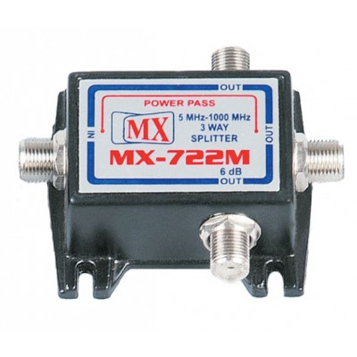 MX 3 Way Splitter with Power Pass Gold Plated Contact (MX-722M) MX 3 Way Splitter with Power Pass Gold Plated Contact (MX-722M)
