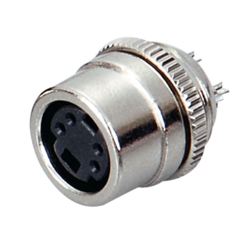 MX 4 Pin Mini DIN Female Socket Connector Chassis Type with Nut (MX