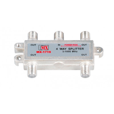 MX 4 Way Splitter Mini 1 GHz All Power Pass (MX-1719A) MX 4 Way Splitter Mini 1 GHz All Power Pass (MX-1719A)