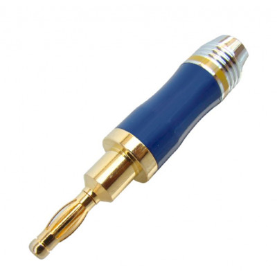 MX 4mm Banana Male Plug Connector Gold Plated Blue and Pale Chrome Metal Cap Heavy Duty For 6mm Cable (MX-2896) MX 4mm Banana Male Plug Connector Gold Plated Blue and Pale Chrome Metal Cap Heavy Duty For 6mm Cable (MX-2896)