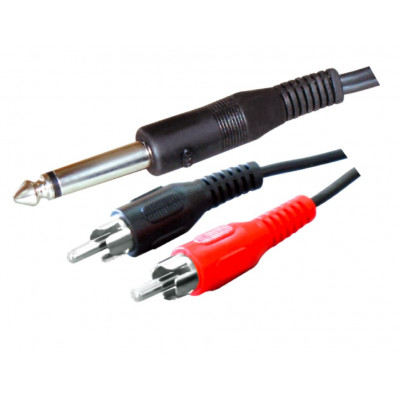 MX 6.35mm P-38 Mono Male Plug To MX 2 RCA Male Plug Cord 1.5 Meter (MX-644) MX 6.35mm P-38 Mono Male Plug To MX 2 RCA Male Plug Cord 1.5 Meter (MX-644)
