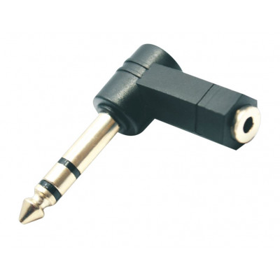 MX 6.35mm P-38 Stereo Male Plug To 3.5mm EP Stereo Female Socket Connector Right Angle Moulded (MX-3521)