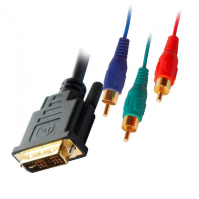 MX DVI 18+5 Male Plug To MX 3 RCA Male Plug RGB Cord 1.5 Meter (MX-2774)