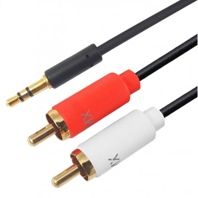 MX EP Stereo Male Plug 3.5mm To 2 RCA Male Plug Cord 1.5 Meter Slim Type Gold Plated (MX-4067) MX EP Stereo Male Plug 3.5mm To 2 RCA Male Plug Cord 1.5 Meter Slim Type Gold Plated (MX-4067)