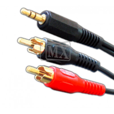 MX EP Stereo Male Plug 3.5mm To MX 2 RCA Male Plug Cord Gold Plated 1.5 Meter (MX-560A) MX EP Stereo Male Plug 3.5mm To MX 2 RCA Male Plug Cord Gold Plated 1.5 Meter (MX-560A)