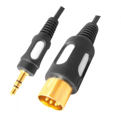 MX EP Stereo Male Plug 3.5mm To MX 5 Pin DIN Male Plug Cord Gold Plated 1.5 Meter (MX-2976)