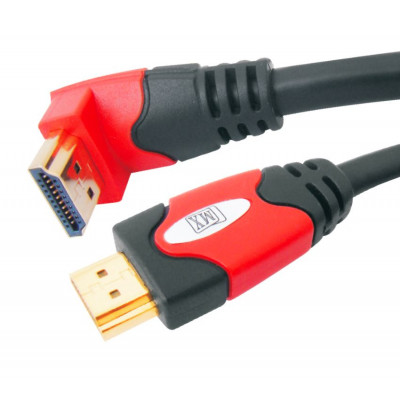 MX HDMI Male Plug To Right Angle HDMI Male Plug Cord Molded 1.4 Version 3 Meter (MX-3575A) MX HDMI Male Plug To Right Angle HDMI Male Plug Cord Molded 1.4 Version 3 Meter (MX-3575A)