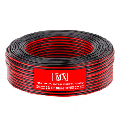 MX High Performance Speaker Cable Red and Black 65 Wire OD 3.6mm x 7.2mm - 50 Meter Coil (MX-3978) MX High Performance Speaker Cable Red and Black 65 Wire OD 3.6mm x 7.2mm - 50 Meter Coil (MX-3978)