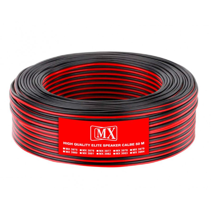 MX High Performance Speaker Cable Red and Black 65 Wire OD 3.6mm x 7.2mm 50 Meter Coil (MX