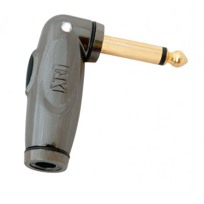 MX P-38 Mono Male Connector Right Angle with Circuit Breaker On-Off Switch Gold Plated Crystal Heavy Duty For 6mm Cable (MX-3371)