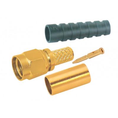 MX SMA Male Connector Crimp Type For RG-58U and RG-174U Cable Fully Gold Plated with Boot (MX-336A) MX SMA Male Connector Crimp Type For RG-58U and RG-174U Cable Fully Gold Plated with Boot (MX-336A)