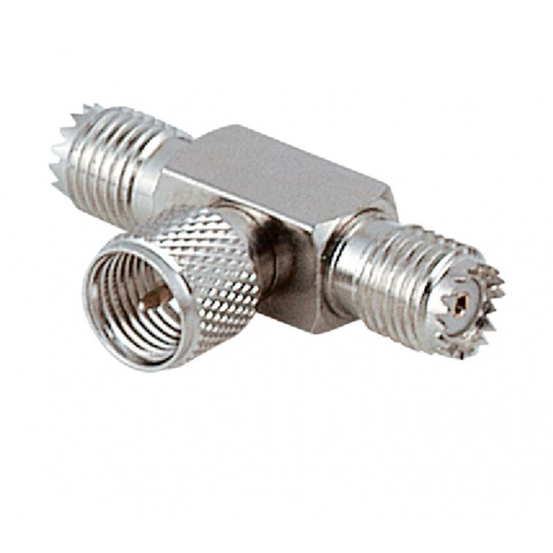 MX T Connector Mini UHF Male Plug To MX 2 Mini UHF Female Socket