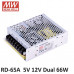 RD-65A Mean Well SMPS 5V 6A  and 12V 3A - 66W Dual Output Metal Power Supply