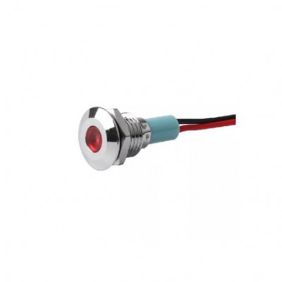 Red 10-24V 12mm LED Metal Indicator Light with 15 CM Cable Red 10-24V 12mm LED Metal Indicator Light with 15 CM Cable