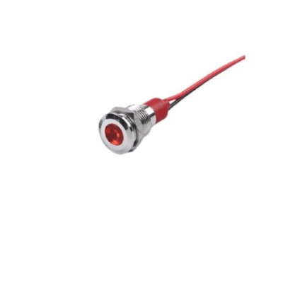 Red 10-24V 8mm LED Metal Indicator Light with 15CM Cable Red 10-24V 8mm LED Metal Indicator Light with 15CM Cable