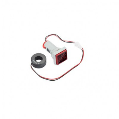 Red AC50-500V 0-100A 22mm AD16-22FVA Square Cover LED Voltage/Current Dual Display Indicator with Transformer