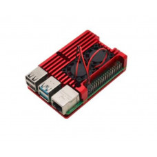 Red Aluminum Heat Sink Case with Double Fans for Raspberry Pi 4 Model B