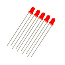 Red LED - 3mm Diffused - 5 Pieces Pack