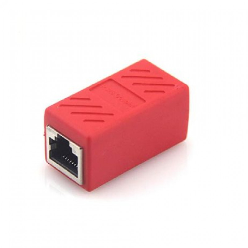 Red RJ45 Female To Female CAT6 Network LAN Connector Adapter