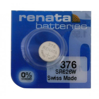Renata 376 SR626W (Original) 1.55V 27mAh Silver Oxide Button Cell Battery