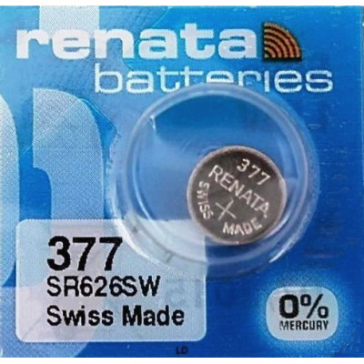 Renata 377 SR626SW (Original) 1.55V 28mAh Silver Oxide Button Cell Battery