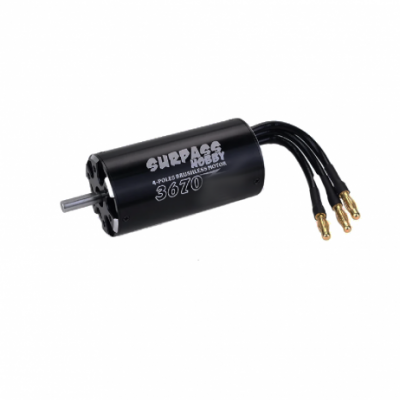 Rocket 3670 brushless rc boat motor 4POLE 5.0mm Black (1850 KV)