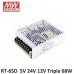 RT-65D Mean Well SMPS (5V 4A), (24V 1.5A) and (12V 1A) - 68W Triple Output Metal Power Supply