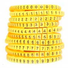 Self Locking Yellow Flexible Cable Marker PVC Ferrules (Numbered 0 to 9) 0.5 sq mm
