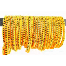 Self Locking Yellow Flexible Cable Marker PVC Ferrules (Numbered A to Z) 0.5 sq mm	