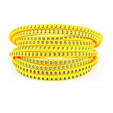 Self Locking Yellow Flexible Cable Marker PVC Ferrules (Numbered A to Z) 10 sq mm