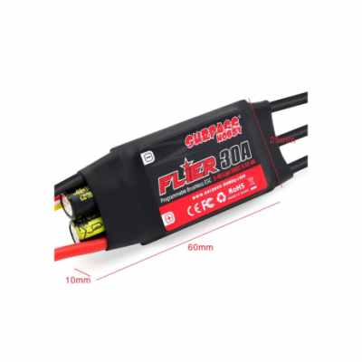 SURPASS Flier 30A ESC Li:2-4S NiNh:5-12NC SBEC:5.5V/4A 60*25*10mm 3.5 Connector SURPASS Flier 30A ESC Li:2-4S NiNh:5-12NC SBEC:5.5V/4A 60*25*10mm 3.5 Connector