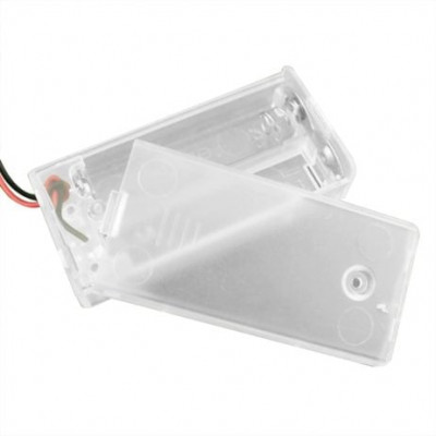 Transparent 2 x AA Battery Holder Box with ON/OFF Switch and Cover