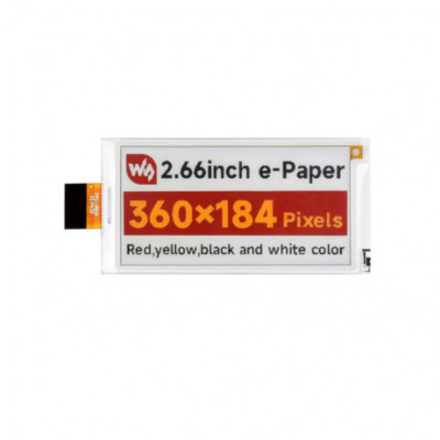 Waveshare 2.66inch E-Paper (G) raw display, 360184, Red/Yellow/Black/White, SPI Communication Waveshare 2.66inch E-Paper (G) raw display, 360184, Red/Yellow/Black/White, SPI Communication