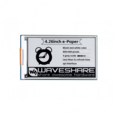 Waveshare 4.26inch e-Paper display HAT, 800480, Black/White, SPI Interface Waveshare 4.26inch e-Paper display HAT, 800480, Black/White, SPI Interface