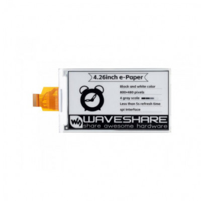 Waveshare 4.26inch E-Paper raw display, 800480, Black/White, SPI Communication Waveshare 4.26inch E-Paper raw display, 800480, Black/White, SPI Communication