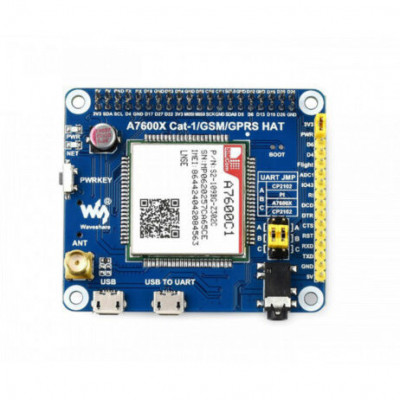 Waveshare A7600C1 LTE Cat-1 HAT for Raspberry Pi, Low Speed 4G Module, 2G GSM / GPRS Waveshare A7600C1 LTE Cat-1 HAT for Raspberry Pi, Low Speed 4G Module, 2G GSM / GPRS