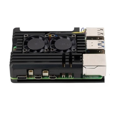 Waveshare Aluminium Alloy Case for Raspberry Pi 5, Dual Cooling Fans Waveshare Aluminium Alloy Case for Raspberry Pi 5, Dual Cooling Fans