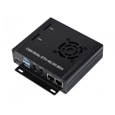 Waveshare Dual Gigabit Ethernet 5G/4G Mini-Computer Based on Raspberry Pi Compute Module 4 (NOT Included), Metal Case, with Cooling Fan (No Power Adapter)