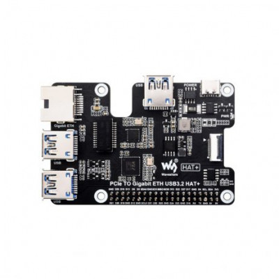 Waveshare PCIe To Gigabit Ethernet And USB 3.2 Gen1 HAT For Raspberry Pi 5, 3x USB 3.2 Gen1, 1x Gigabit Ethernet, Driver-Free, Plug And Play, Raspberry Pi 5 PCIe HAT Waveshare PCIe To Gigabit Ethernet And USB 3.2 Gen1 HAT For Raspberry Pi 5, 3x USB 3.2 Gen1, 1x Gigabit Ethernet, Driver-Free, Plug And Play, Raspberry Pi 5 PCIe HAT