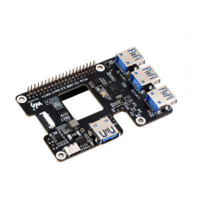 Waveshare PCIe To USB 3.2 Gen1 HAT for Raspberry Pi 5, PCIe to USB HUB, 4x High Speed USB Ports, driver-free, plug and play, HAT + Standard Waveshare PCIe To USB 3.2 Gen1 HAT for Raspberry Pi 5, PCIe to USB HUB, 4x High Speed USB Ports, driver-free, plug and play, HAT + Standard