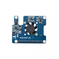 Waveshare Power Over Ethernet HAT (F) For Raspberry Pi 5, High Power, Onboard Cooling Fan, With Metal Heatsink, Supports 802.3af/at network standard