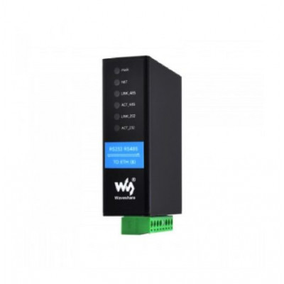 Waveshare RS232 RS485 to RJ45 Ethernet Serial Server, RS232 And RS485 Dual Channels Independent Operation, Dual Ethernet Ports, common netowrk port