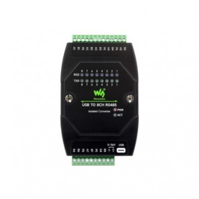 Waveshare USB TO 8CH RS485 Industrial Grade Isolated Converter, USB To RS485 Adapter, Multiple Protection Circuits, Wall-mount And Rail-Mount Support Waveshare USB TO 8CH RS485 Industrial Grade Isolated Converter, USB To RS485 Adapter, Multiple Protection Circuits, Wall-mount And Rail-Mount Support