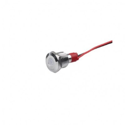 White 10-24V 10mm LED Metal Indicator Light with 15CM Cable