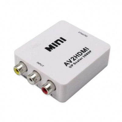 White AV to HDMI Converter Box 1080P 60Hz AV2HDMI