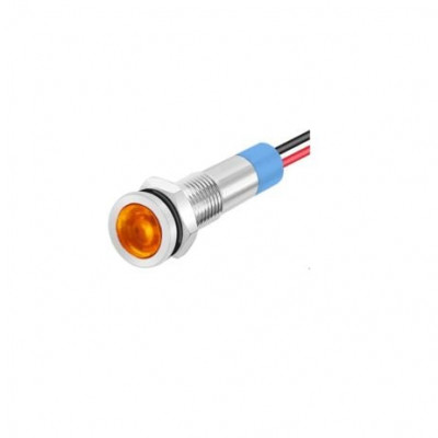 Yellow 10-24V 6mm LED Metal Indicator Light with 15CM Cable Yellow 10-24V 6mm LED Metal Indicator Light with 15CM Cable